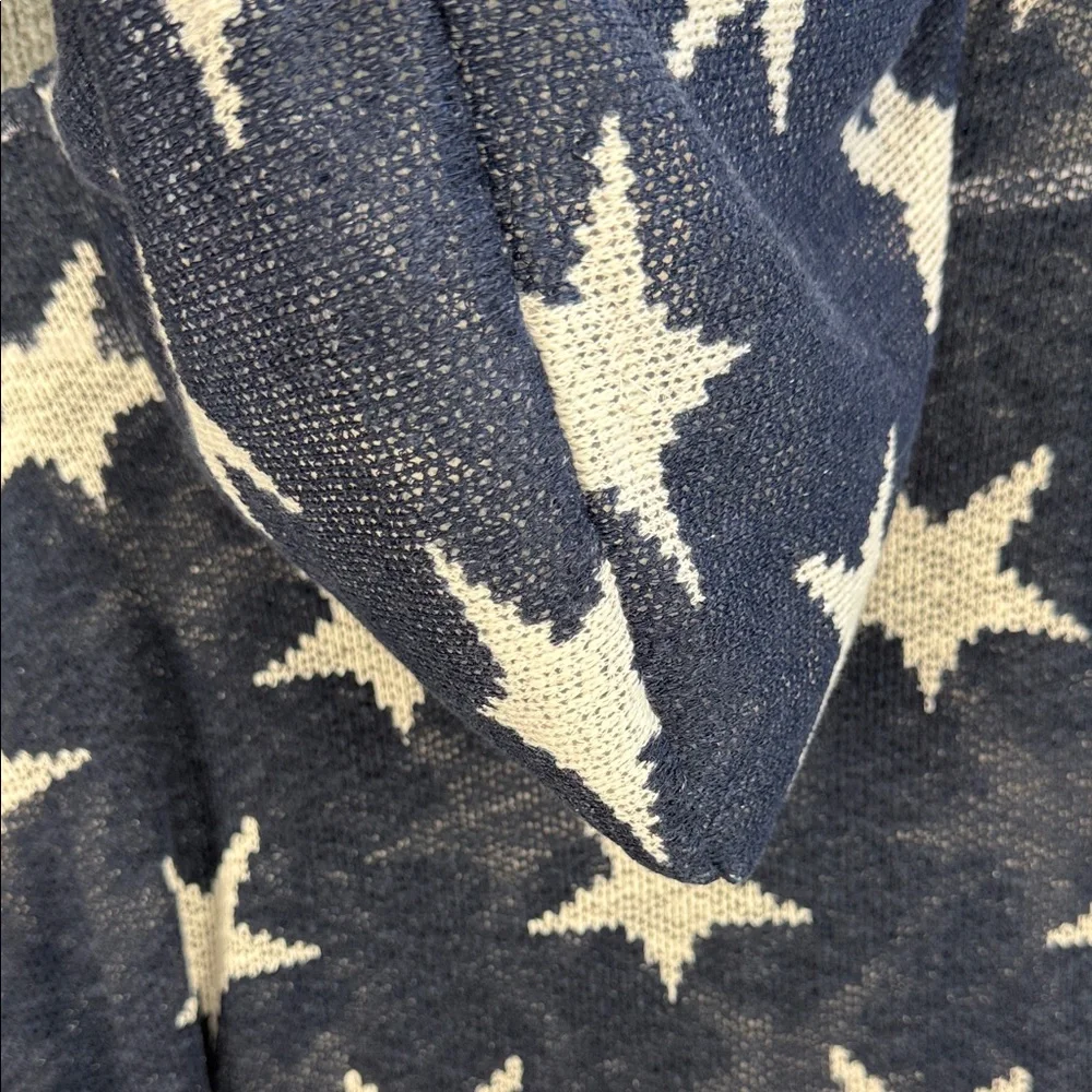 Vintage Havana Star Sheer Hooded Knit Pullover - Navy & Cream Small - Picture 8 of 14